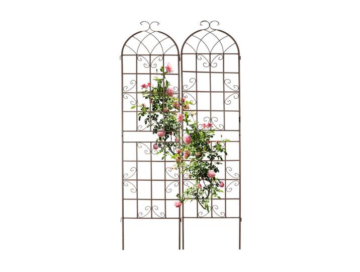 Relaxdays Rankgitter Braun 2er-Set Rundbogen 220x52 cm, Metall, 52x220x2 cm, Dekoration, Gartendeko