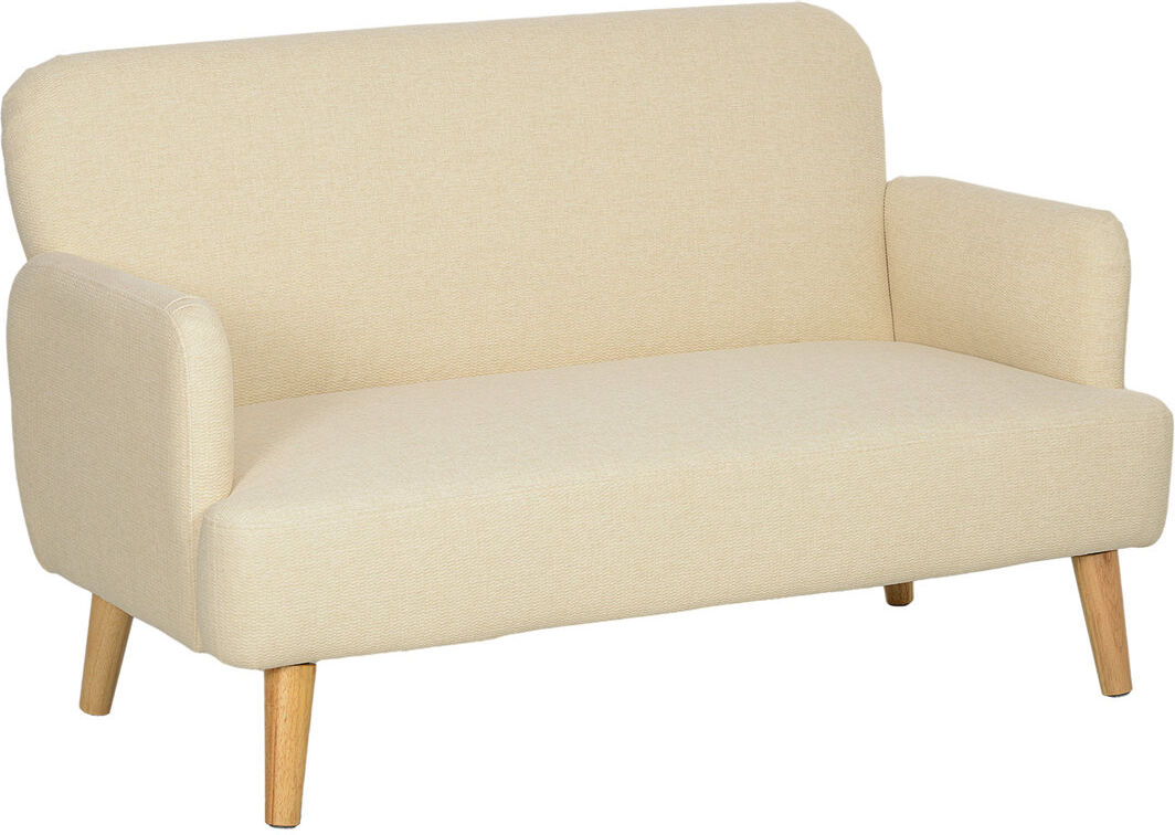 Norden Home Herefordshire 2 Seater Sofa Small Sofa 21cm Thick Padding Wood Legs Cream 79cm H X 130cm W X 74cm D