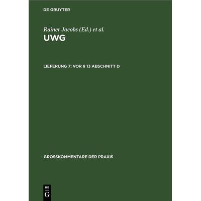 Vor § 13 Abschnitt D, Gebundene Ausgabe von , De Gruyter, 978-3-11-242231-1
