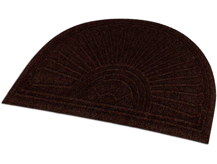 Fussmatte DUNE Halfmoon dark brown , braun, B:55cm H:8mm L:85cm, Polyester, Polypropylen, WASH+DRY BY KLEEN-TEX, Teppiche, Fussmatte, Schmutzfangmatte, rutschhemmend, In- und Outdoor geeignet, waschbar