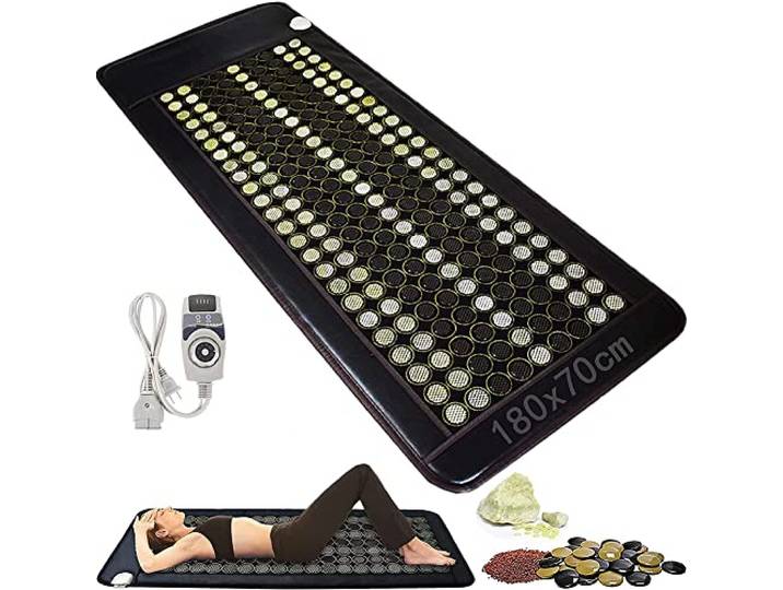 Ferninfrarot Heizkissen - Heizkissen Mit Natürlichen Jade - Tourmanium Wärmematte - Infrarot Wärmematte Turmalin-Jadestein Matte - Heizmatte Heating Pad Zur Schmerzlinderung - S(Size:180x70cm,Color:D)