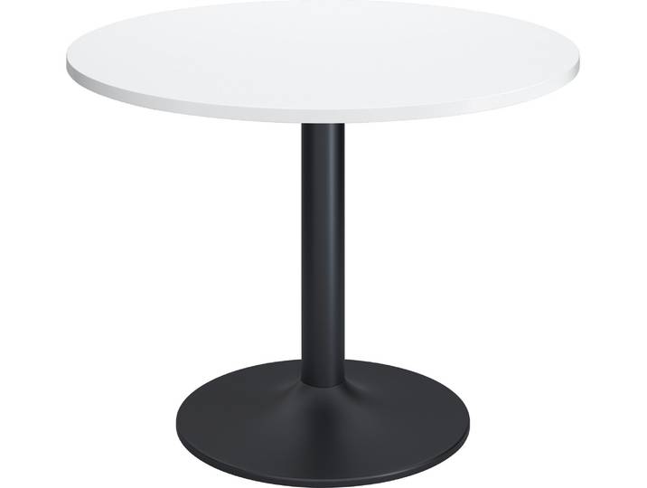 Table ronde Excellens plateau D 100 cm blanc - 4 personnes - pied métal tulipe antracite RAL 7016 - - Bruneau