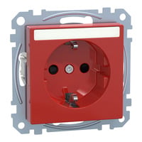 Schutzkontakt-Steckdose mit erhöhtem Berührungsschutz und Schriftfeld, Unterputz, 16 Ampere, 250 Volt rot (glänzend), Retail