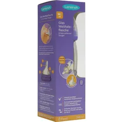 Lansinoh Glas Weithalsflasche 240ml mit Sauger M 1 ST