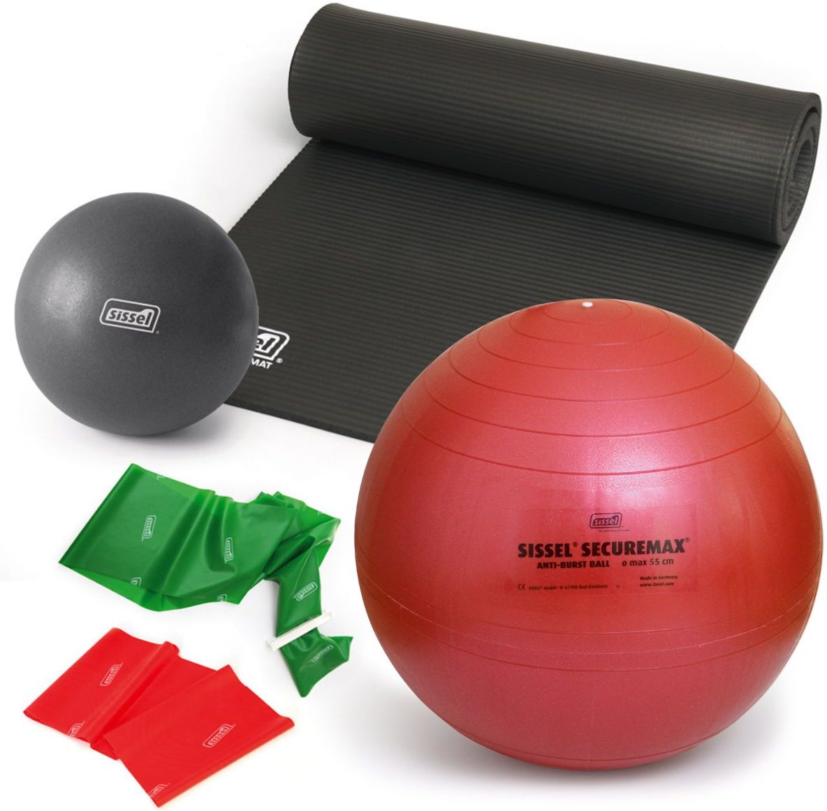 Sissel KIT "PILATES CON GIORGIA" 1: Mat Gym Soft Ball FitBall FitBand Palla cm 55