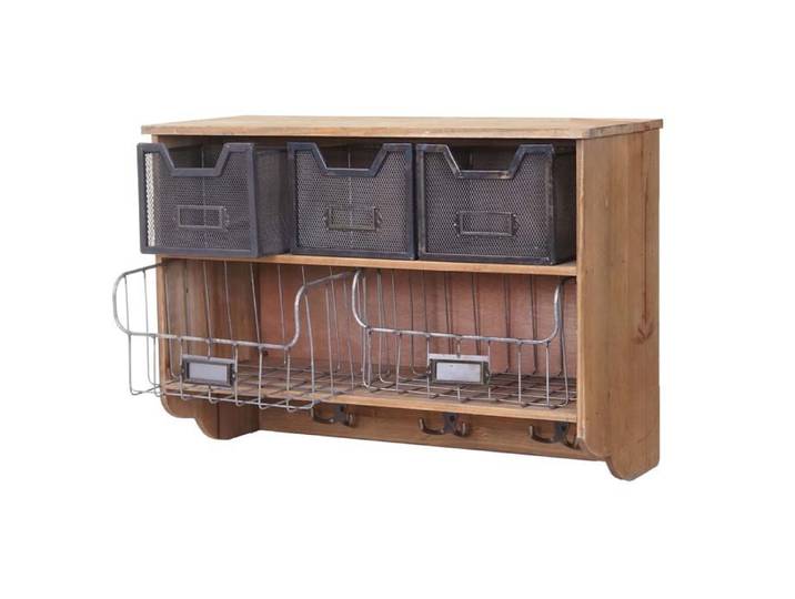 MCW Garderobe murale MCW-A43 étagère bois de sapin vintage patchwork 42x60x24cm