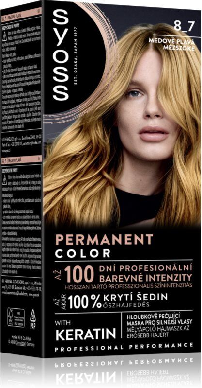 Syoss Permanent Color coloration cheveux permanente teinte 8_7 Honey Blond 1 pcs