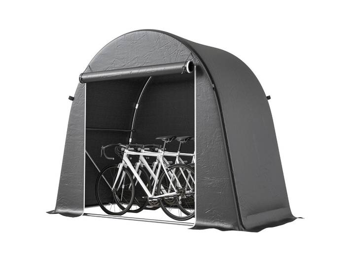 ComfortXL Fahrradzelt De-08141 mit Rolltür & Metallrahmen Dunkelgrau, Kunststoff, 120x200x245 cm, Gartenzubehör, Fahrradgaragen