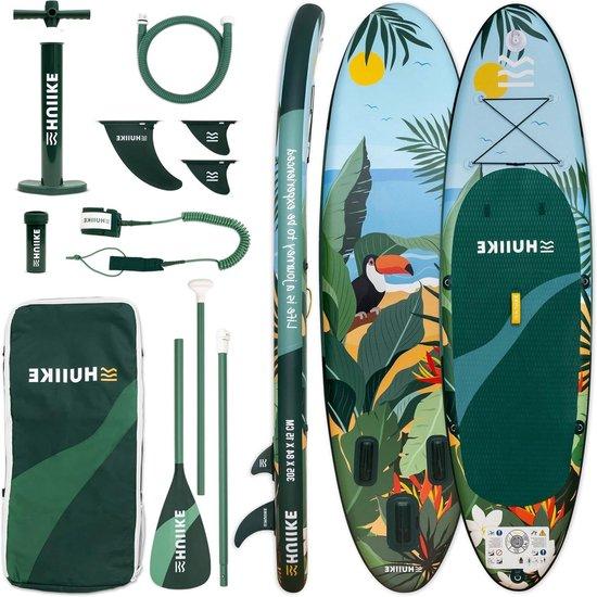 Aufblasbares Paddle Board - SUP-Set - Wassersportabenteuer - PVC in Militärqualität - 305 x 84 cm - Tropisches Design