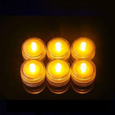 Inspire Select IP68 Waterproof Submersible LED Tea Lights Battery Operated Flameless Underwater LED Candles For Vases, Ponds & Party yellow Light 12pcs