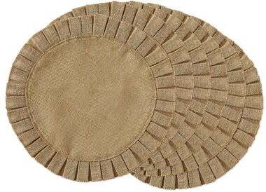 DII "Jute Burlap Round Ruffle Placemat Set (Set of 6) - Placemat Set, 15"" Round"