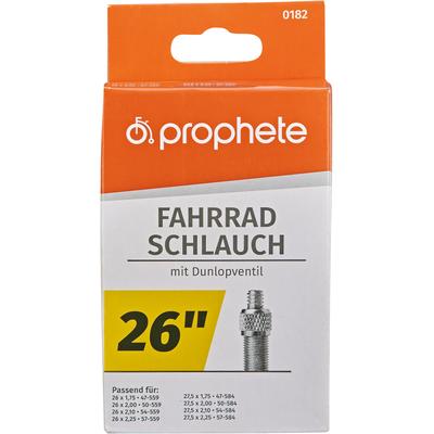 Fahrradschlauch PROPHETE "Fahrradschlauch", schwarz, Fahrradschläuche, 48mm, Dunlopventil (DV), 26 Zoll (66,04cm)