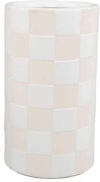 Flora Bunda "8.5"" H BEIGE CHECKER Ceramic Vase"