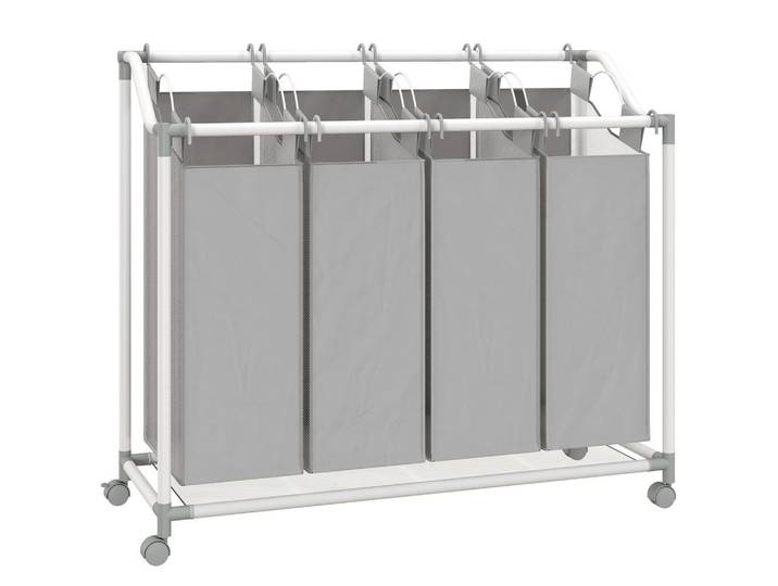 Homcom Wäschekorb Metall Oxford-Stoff Grau, 38x81x97 cm, Haushalt & Reinigung, Wäschepflege, Wäschekörbe & Wäschetonnen