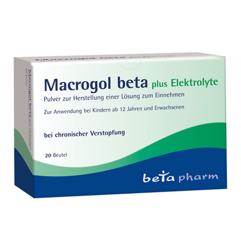 Macrogol beta plus Elektrolyte Plv.z.H.e.L.z.Einn. 20 St Pulver zur Herstellung einer Lösung zum Einnehmen