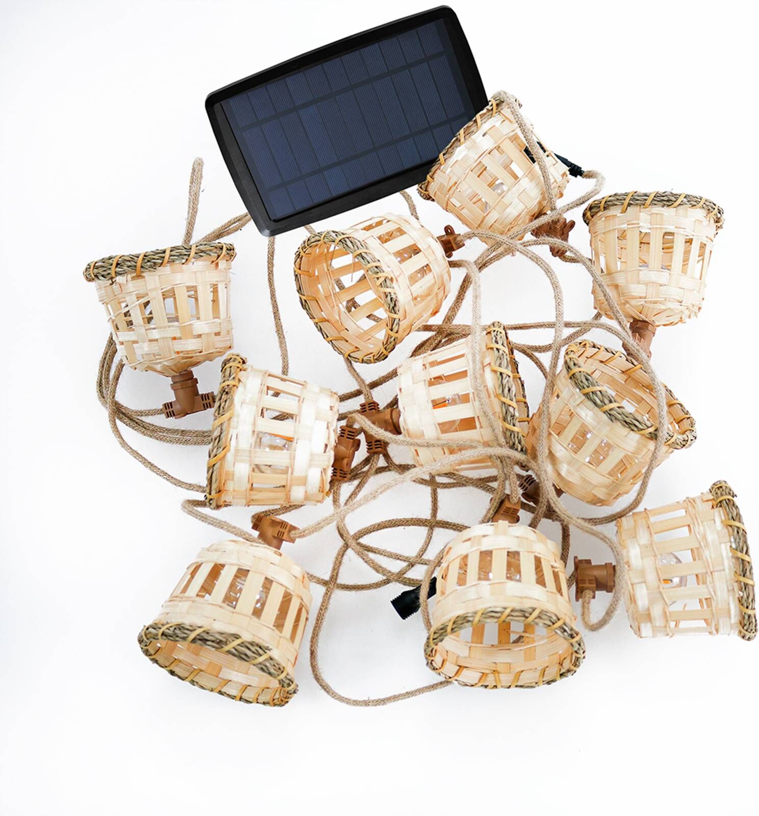 Newgarden Aurora LED solar string lights, Light wood
