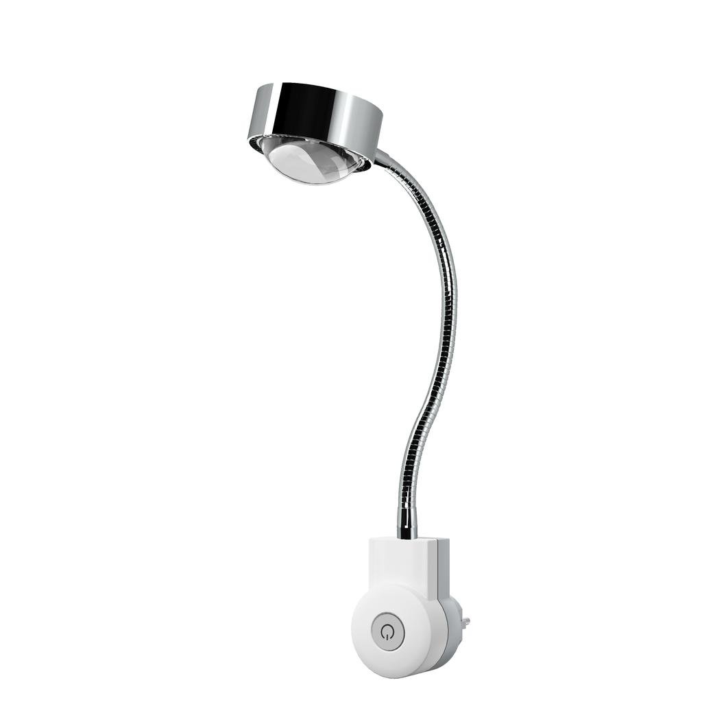 Top Light Puk Mini Flexlight Plug Steckerleuchte (chrom, Linse klar / Glas matt,... chrom | Linse klar / Glas matt | Standard-Fassung | 20cm 3-3220114+2-2026+2-2027