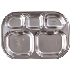 RICE Edelstahl-Kinderteller mit 5 Fächern Fun Fair, L 24,5 cm x H 3 cm, ohne Schale