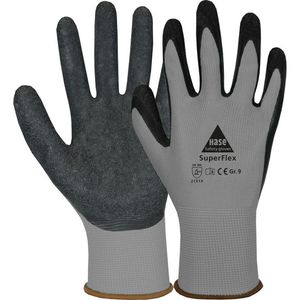 Hase Arbeitshandschuhe Superflex grey, 508610G, Latex-Beschichtung, grau, Größe 9 / L, 10 Paar