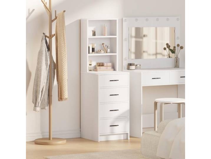 Moderne Highboard Commode Armoire de chambre - Blanc 40x41x135 cm Bois d'ingénierie @FR(782329)