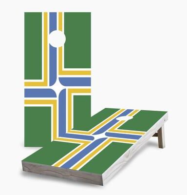Skip's Garage Portland City Flag Cornhole Boards