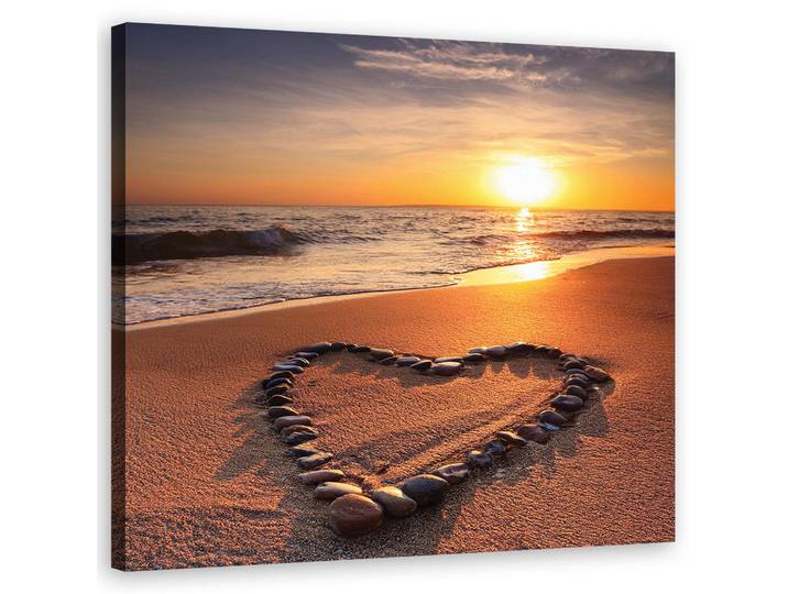 Feeby Wandbild herz liebe sonnenuntergang, Orange, Herz/Romantik, Rechteckig, 50x50 cm, Bilder & Rahmen, Bilder, Leinwandbilder