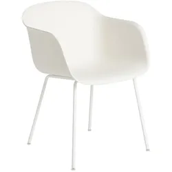 Muuto Fiber Armchair, tube base, natural white / weiß