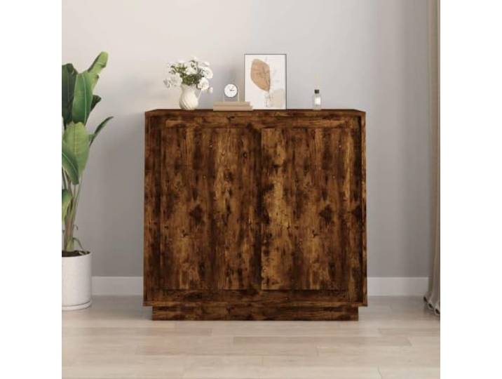 HEFZGDB Klassisches Sideboard mit zeitlosem Design aus Holzwerkstoff und glatter Oberfläche, Sideboard Räuchereiche mit Vier Fächern für viel Stauraum für Alltagssachen, Praktisches