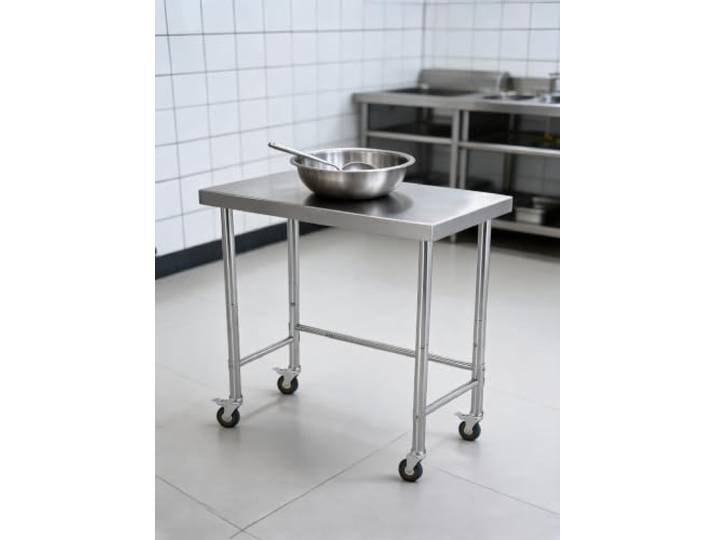 IDEALHOUSE Edelstahl-Küchentisch 18x28x35 Zoll robuste Arbeitsplatte, 180 kg Tragkraft, mit einem Rad, rostbeständig für Gastronomie, Werkstatt, Labor