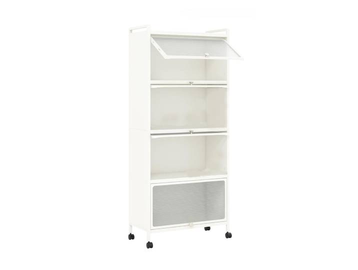 Étagères de rangement à 5 niveaux avec roues blanc 60x32x154cm