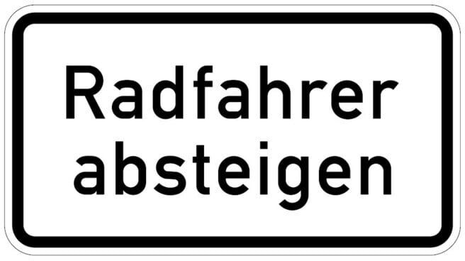 Zusatzschild 1012-32, 330x600mm Cyclistes descendre RAL-Gütezeichen Film RA2 ; ADCO (4251783606743)