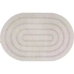 TEPGO Wollteppich Kuppel hellgrau 133x190 cm oval