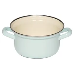 Riess Kasserolle mit Chromrand Ø14cm 0,8L Pastell Türkis Emaille
