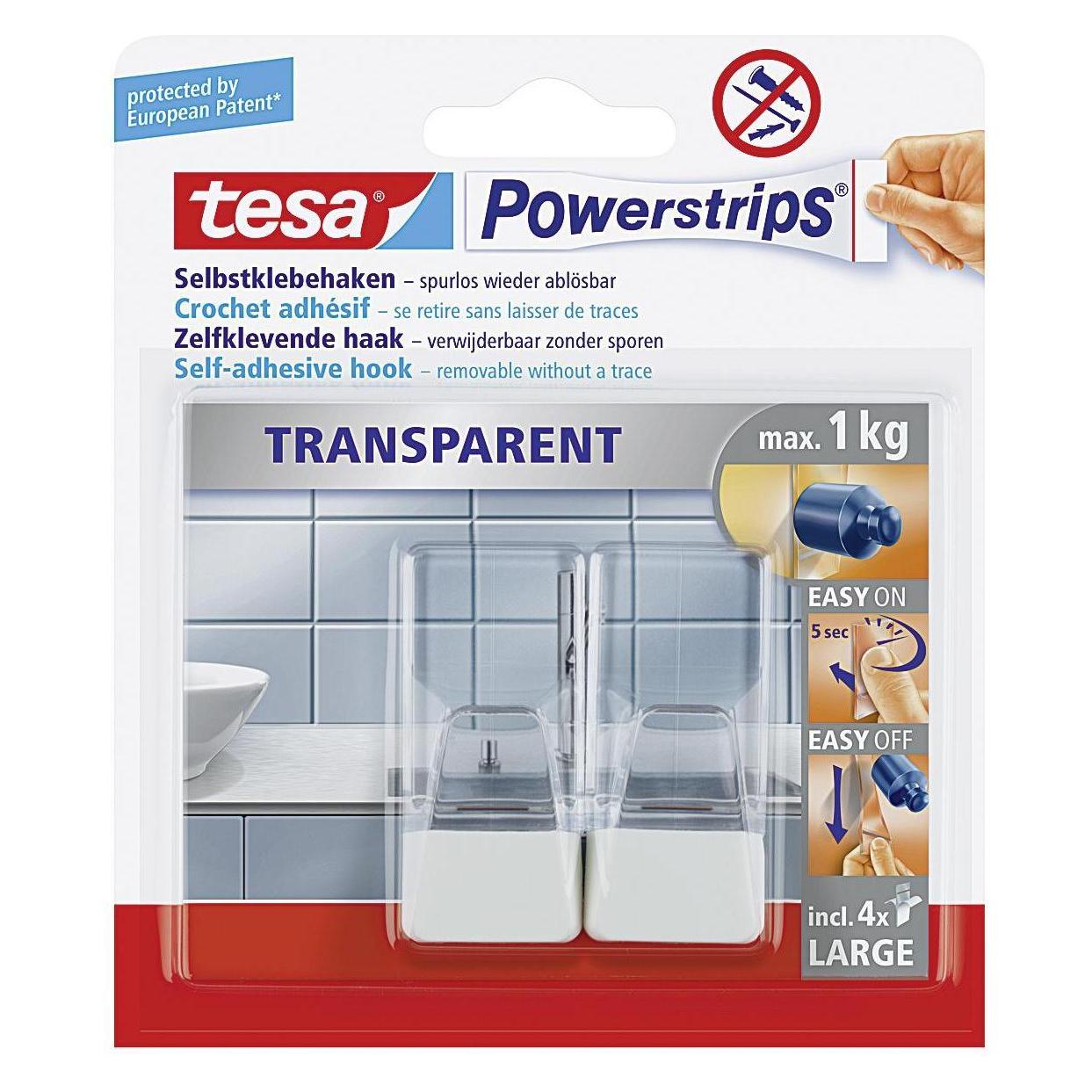 tesa Powerstrips Transparent Haken (58811-00000-20)