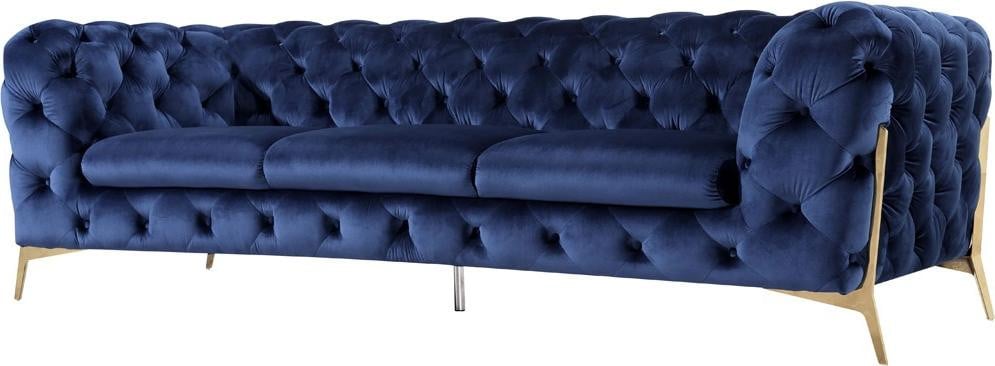 Chesterfield Designer Sofa Set XXL 3+3 Zitbanken in Blau Textiel