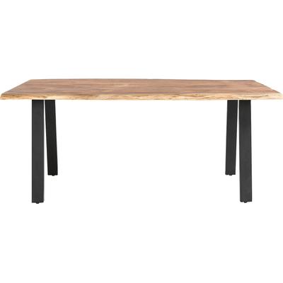 Esstisch SALESFEVER "Designer-Tisch für stilvolle Mahlzeiten", schwarz (natur, schwarz, schwarz, natur), B:180cm H:76,5cm T:90cm, Akazienholz, Metall, Tische, Esstisch, Zweifach gewachstes, geöltes Massivholz