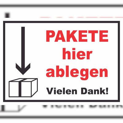 HB-Druck Pakete hier ablegen Schild A3 Rückseite selbstklebend