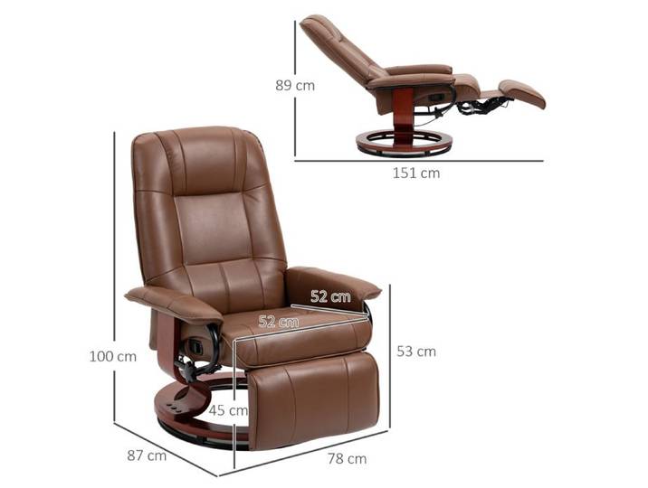 Fauteuil relax pivotant fauteuil TV avec fonction chaise longue repose-pieds fauteuil inclinable avec accoudoirs pour salon