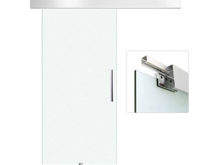 HOMCOM Glasschiebetür Schiebetür Tür Zimmertür mit Griffstange 102,5 x 205 cm
