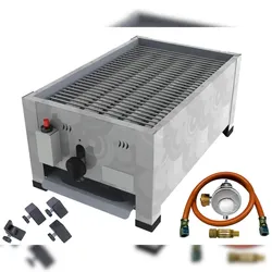 ChattenGlut ChattenTec Professional doppelwandiger Gastrobräter 1-flammig Tischgerät 4 kW, Flüssiggas 340x530x280 mm mit Gewerberegler und Rost