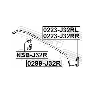FEBEST Lagerung, Stabilisator Hinterachse NSB-J32R für NISSAN