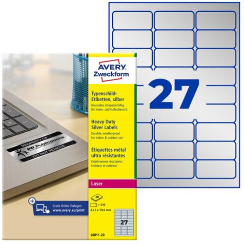 Avery Zweckform Labels HEAVY-DUTY Laser SILVER
