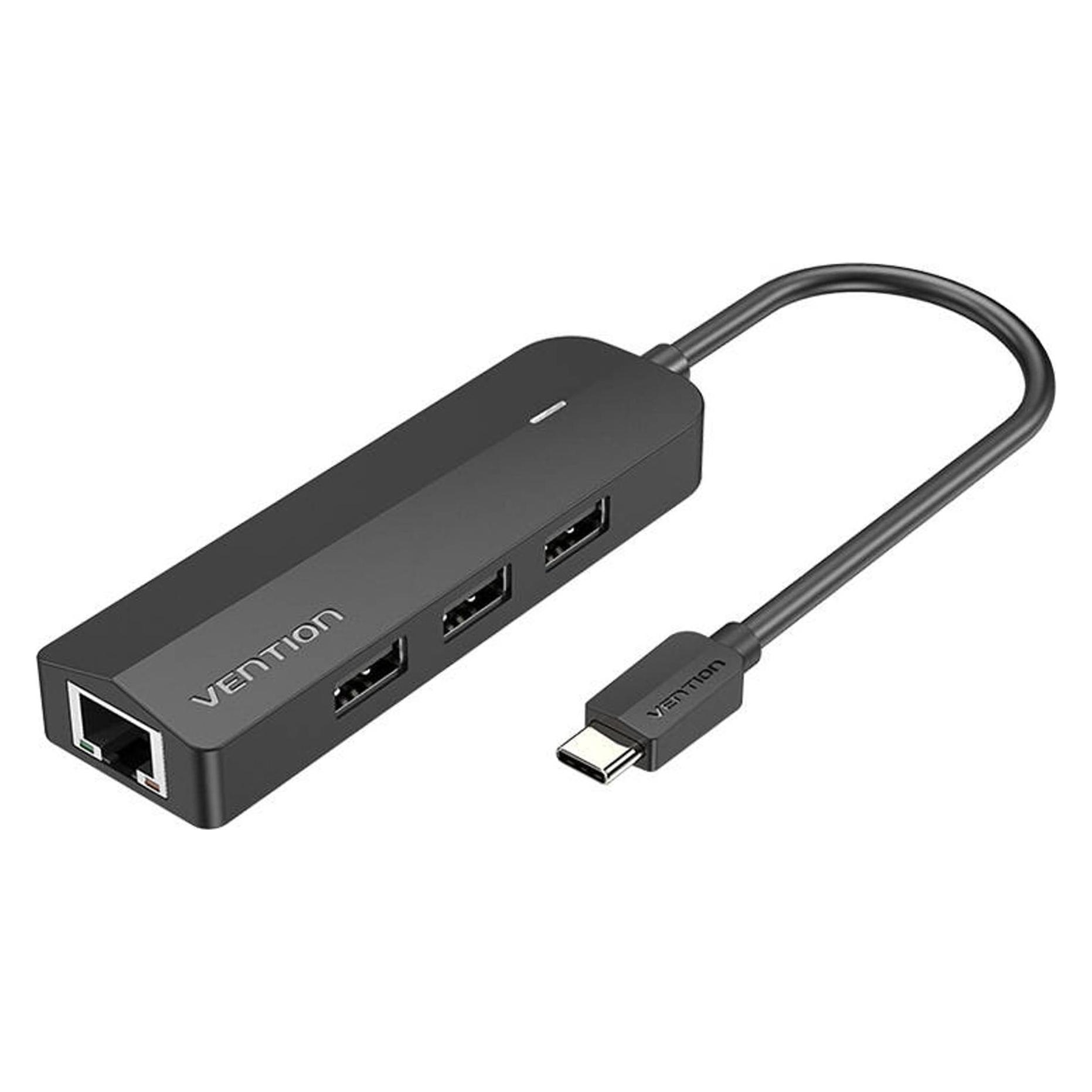 Vention USB-C to 3x USB 2.0, RJ45, Micro-B Hub TGOBB 0.15m, Black (USB-C, 5 Ports) (TGOBB)