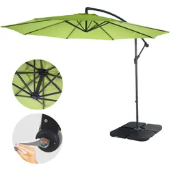 Ampelschirm Terni, Sonnenschirm Sonnenschutz, Ø 3m neigbar, Polyester/Stahl 11kg ~ grün-lemon mit Ständer
