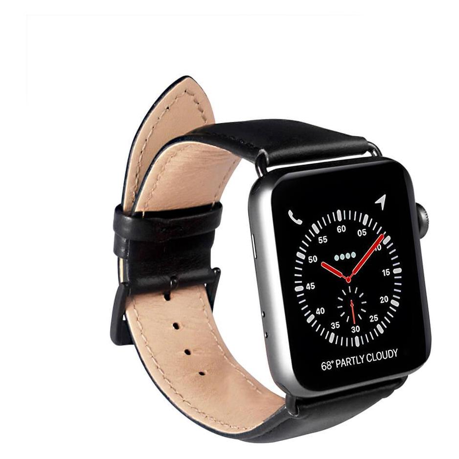 Carl BUFFALO Watchband Black (Echtleder, Edelstahl) (590061)