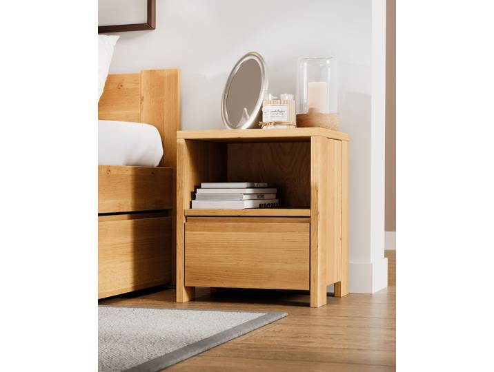 Naturwohnen Nachttisch Massivholz 52x44x38cm Erle natur geölt Serie Arbor Schublade mit Soft Close mit bioola® nature veredelt