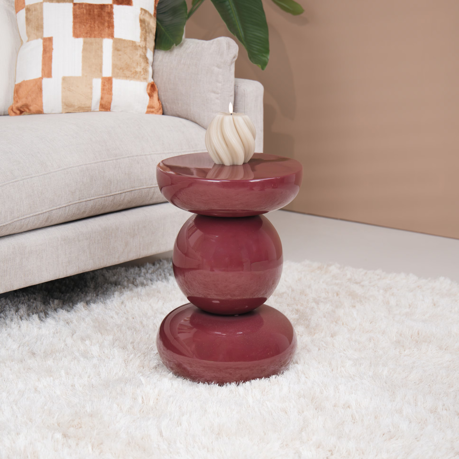 Brix Ronde Bijzettafel Dex Maroon - Diameter: 33 cm