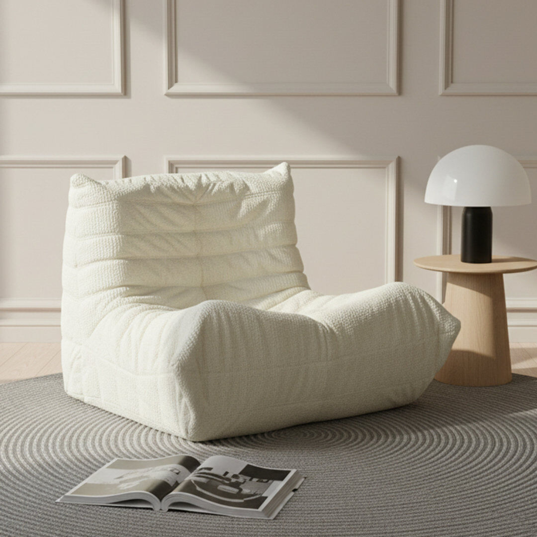 17 Stories Bean Bag Chair for Adults - Comfy Ergonomic High-Resilience Medium Size Bean Bag Sofa for Bedroom White