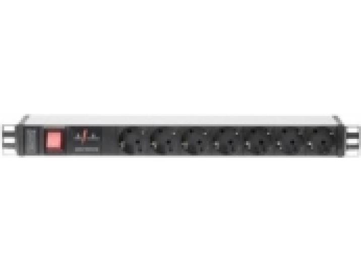 DIGITUS Bandeau de prises en aluminium Digitus avec interrupteur\, 7 prises de sécurité\, 2 m d'alimentation avec protection contre les surtensions