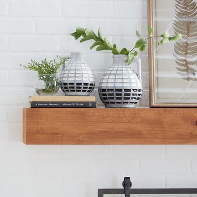 ARCILLA ELEMENTAL Gray Ceramic Handmade Decorative Vase with Grid Pattern (Set of 2) - 7 x 7 x 8